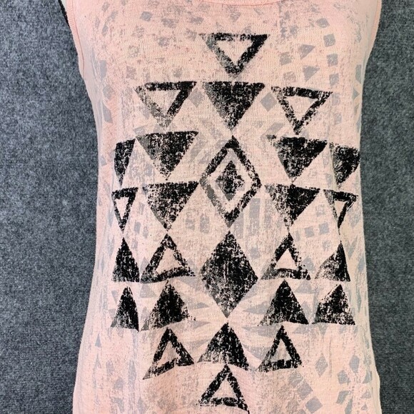 Maurices Gauze Knit Tank Top Women XS Pink w/ Black Diamond Pattern - Picture 2 of 8